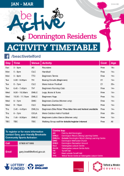 be active donnington timetable 2016